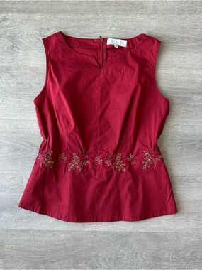 Borreco Y2K Women's Sleeveless Embroidered Waist Top - Red